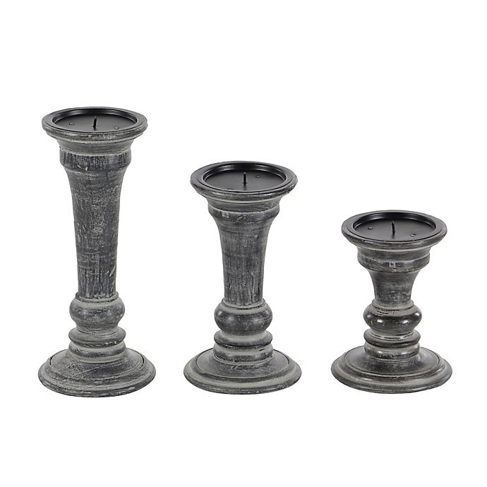 slide 5 of 7, Ridge Road Decor Rustic Wood Candle Holder Set - Espresso, 3 ct