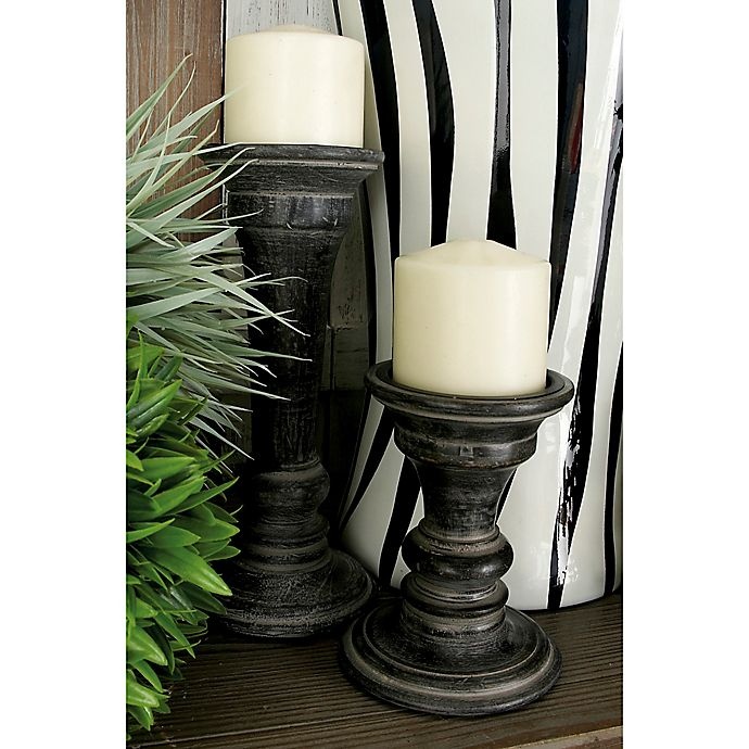 slide 6 of 7, Ridge Road Decor Rustic Wood Candle Holder Set - Espresso, 3 ct