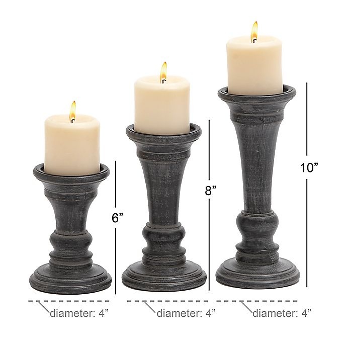 slide 7 of 7, Ridge Road Decor Rustic Wood Candle Holder Set - Espresso, 3 ct