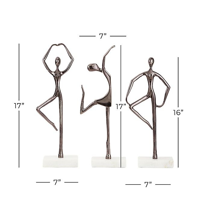 slide 2 of 3, Ridge Road Decor Dancers Sculpture on Marble Stands - Silver, 3 ct