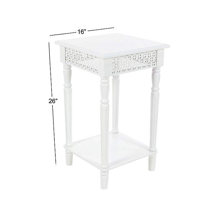 slide 2 of 4, Ridge Road Decor Wood Accent Table with Shelf - White, 1 ct