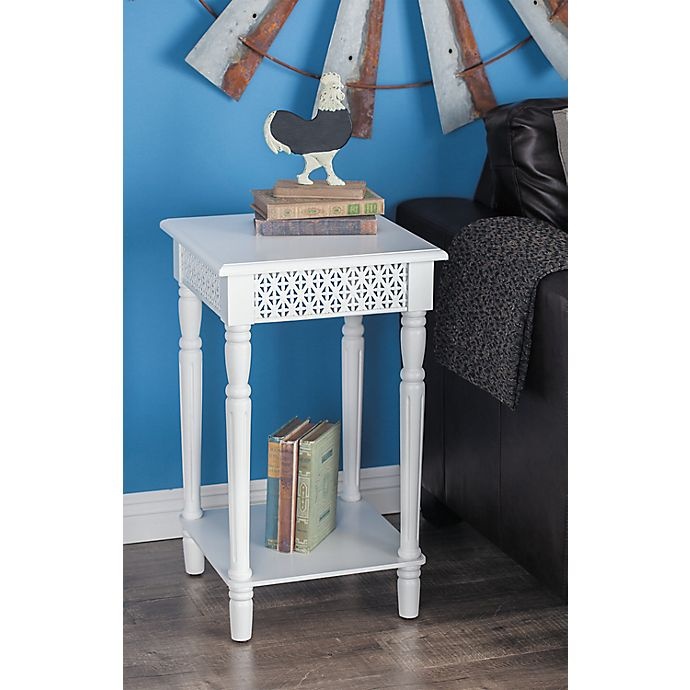 slide 3 of 4, Ridge Road Decor Wood Accent Table with Shelf - White, 1 ct