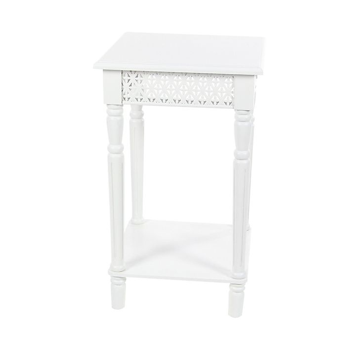 slide 4 of 4, Ridge Road Decor Wood Accent Table with Shelf - White, 1 ct