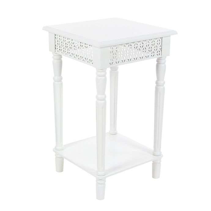 slide 1 of 4, Ridge Road Decor Wood Accent Table with Shelf - White, 1 ct