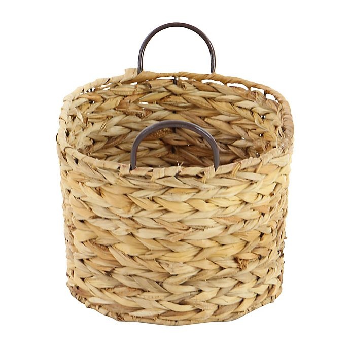 slide 2 of 9, Ridge Road Decor Braided Oval Wicker Basket Set, 3 ct