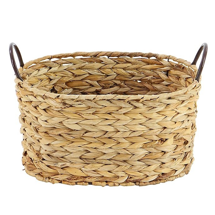 slide 6 of 9, Ridge Road Decor Braided Oval Wicker Basket Set, 3 ct