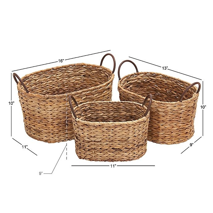 slide 5 of 9, Ridge Road Decor Braided Oval Wicker Basket Set, 3 ct