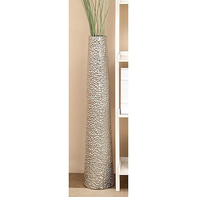 slide 3 of 4, Ridge Road Decor Bubbled Ceramic Vase - Silver, 40 in