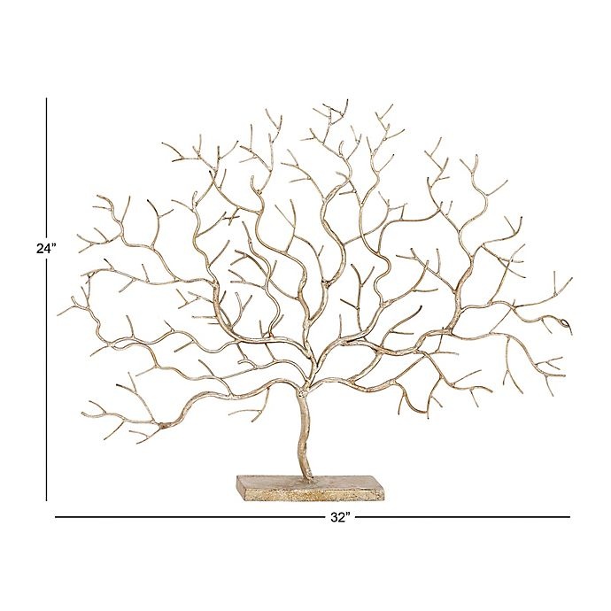 slide 3 of 3, Ridge Road Decor Leafless Tree Iron Sculpture - Gold, 1 ct