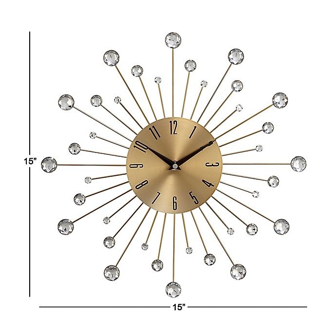 slide 2 of 4, Ridge Road Decor Beaded Burst Wall Clock - Gold, 1 ct