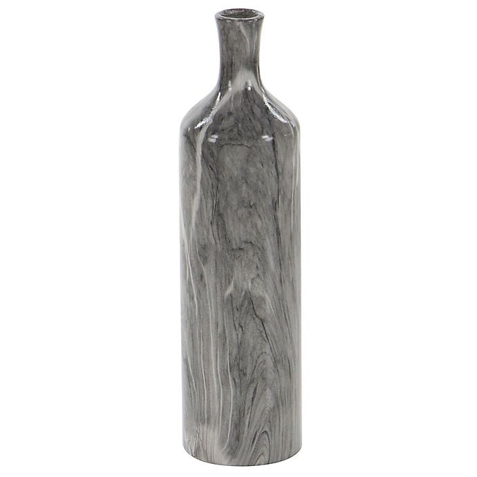 slide 3 of 9, Ridge Road Decor Marbled Ceramic Round Bottle Vase Set - Grey, 3 ct