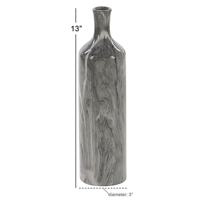 slide 7 of 9, Ridge Road Decor Marbled Ceramic Round Bottle Vase Set - Grey, 3 ct