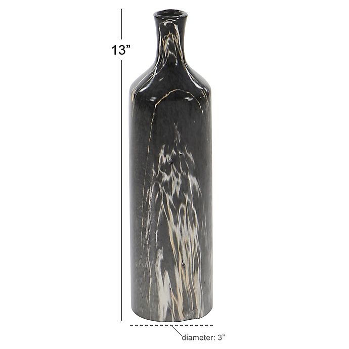 slide 9 of 9, Ridge Road Decor Marbled Ceramic Round Bottle Vase Set - Grey, 3 ct