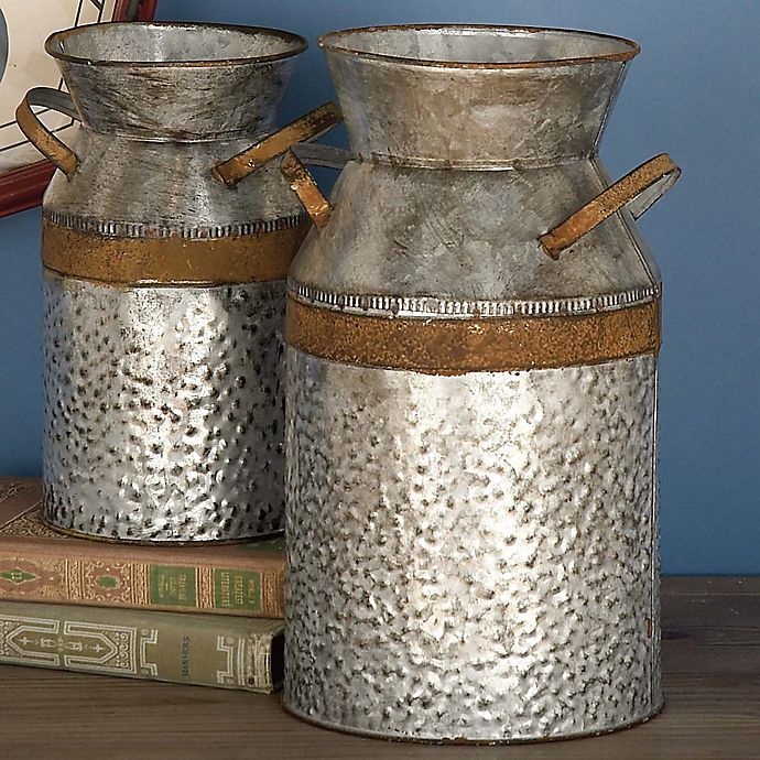 slide 2 of 4, Ridge Road Decor Galvanized Iron Decorative Milk Can - Grey, 1 ct