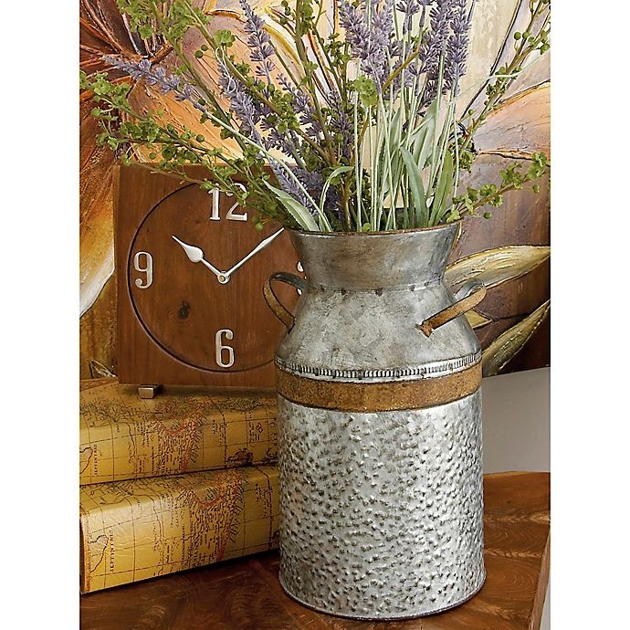 slide 3 of 4, Ridge Road Decor Galvanized Iron Decorative Milk Can - Grey, 1 ct