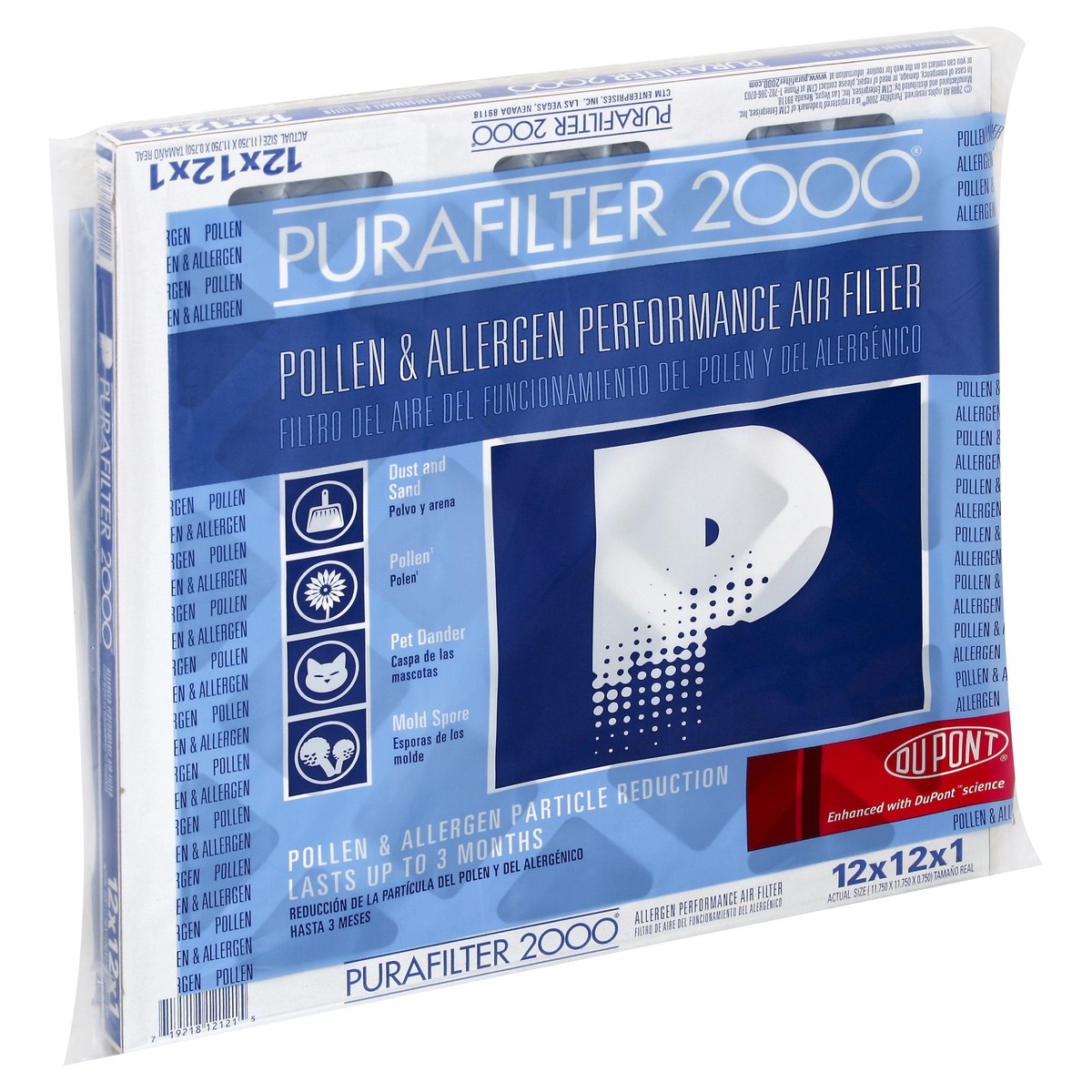 slide 2 of 2, Purafilter Performance Pollen And Allergen Air Filter - White, 12 in x 12 in x 1 in