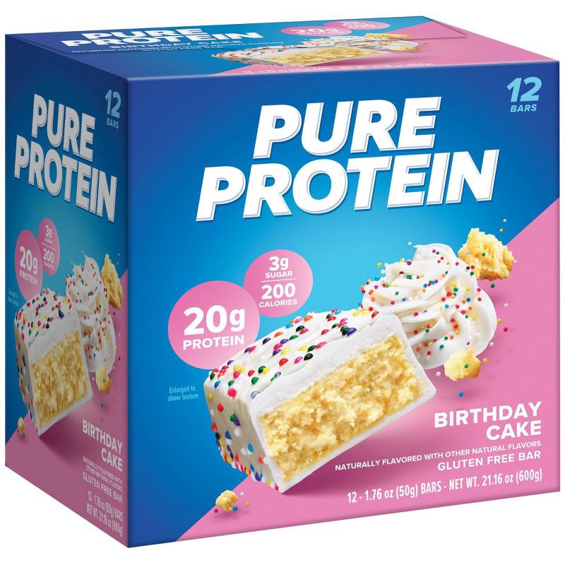 slide 4 of 6, Pure Protein 20g Protein Bar - Birthday Cake - 12ct, 20 gram, 12 ct