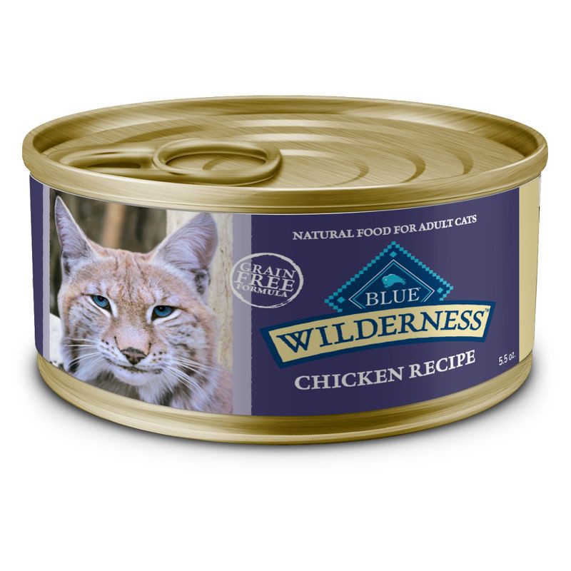 slide 1 of 10, Blue Buffalo Wilderness High Protein Grain Free Natural Adult Pate Wet Cat Food with Chicken Recipe - 5.5oz, 5.5 oz