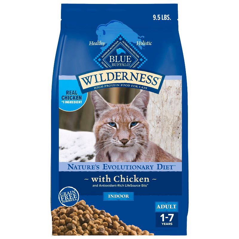 slide 1 of 9, Blue Buffalo Wilderness High Protein Natural Adult Indoor Dry Cat Food with Chicken - 9.5lbs, 9.5 lb