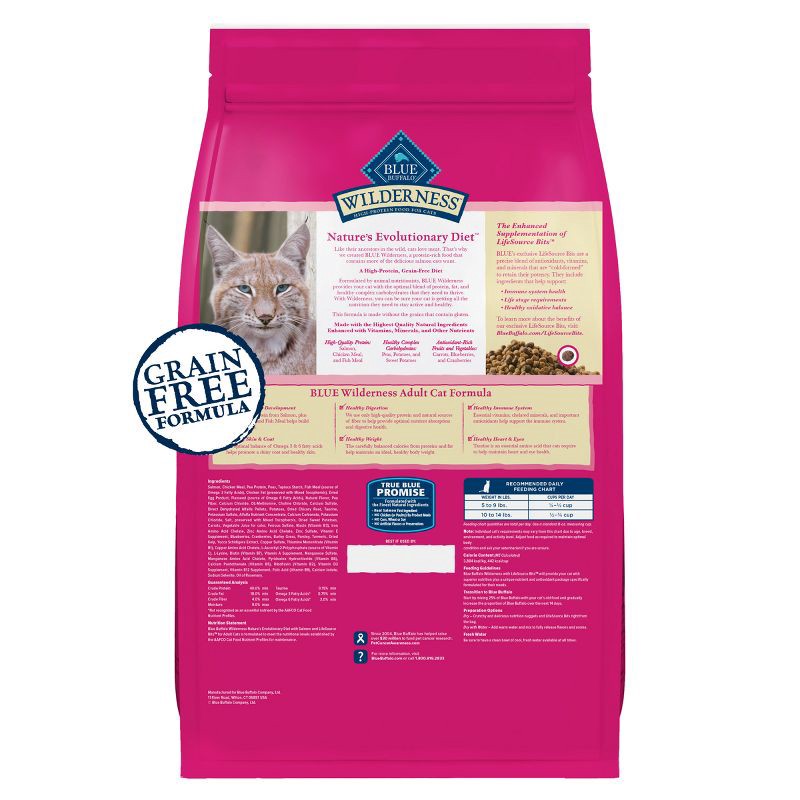 slide 2 of 10, Blue Buffalo Wilderness High Protein Natural Adult Dry Cat Food with Salmon - 4lbs, 4 lb