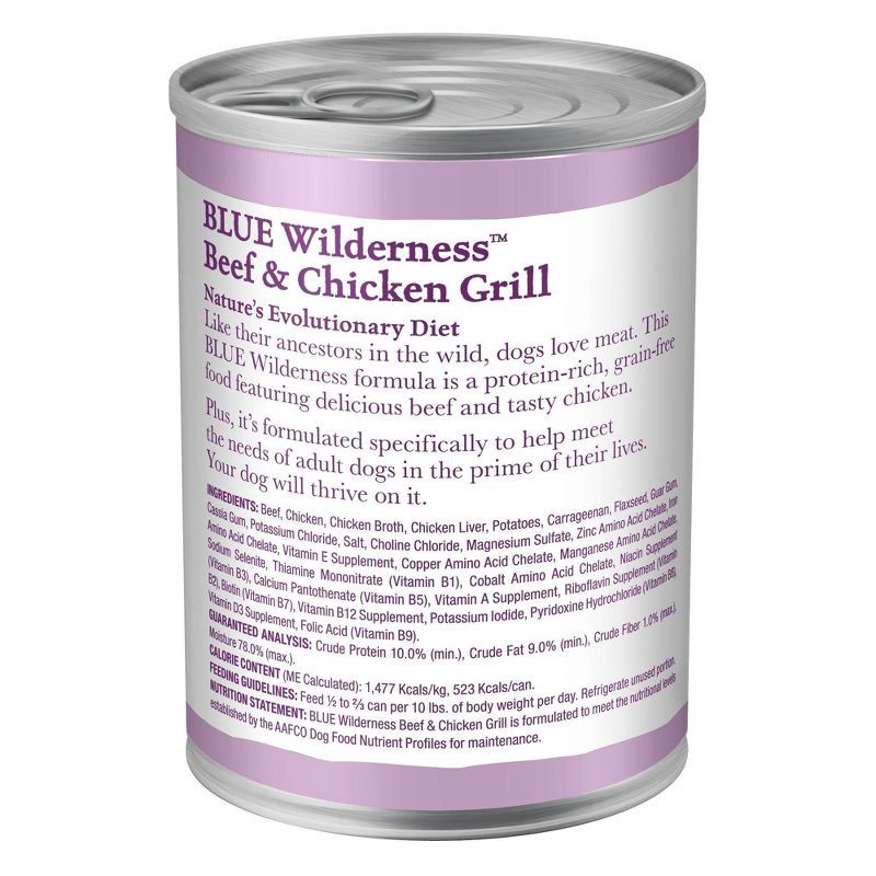 slide 2 of 10, Blue Buffalo Wilderness High Protein, Natural Adult Wet Dog Food with Beef & Chicken Grill - 12.5oz, 12.5 oz