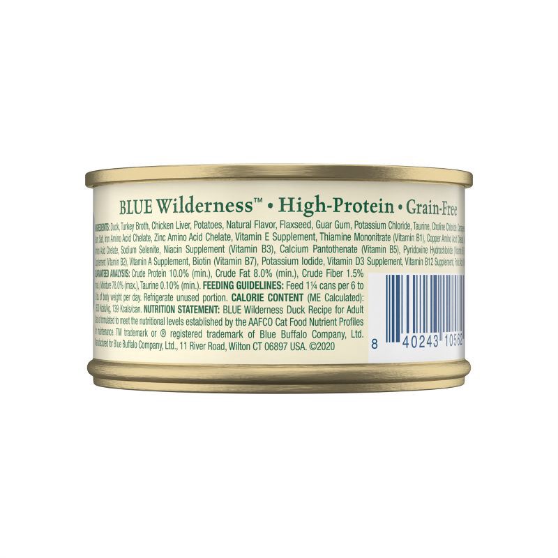 slide 4 of 8, Blue Buffalo Wilderness High Protein Grain Free Natural Adult Pate Wet Cat Food with Duck Recipe - 3oz, 3 oz