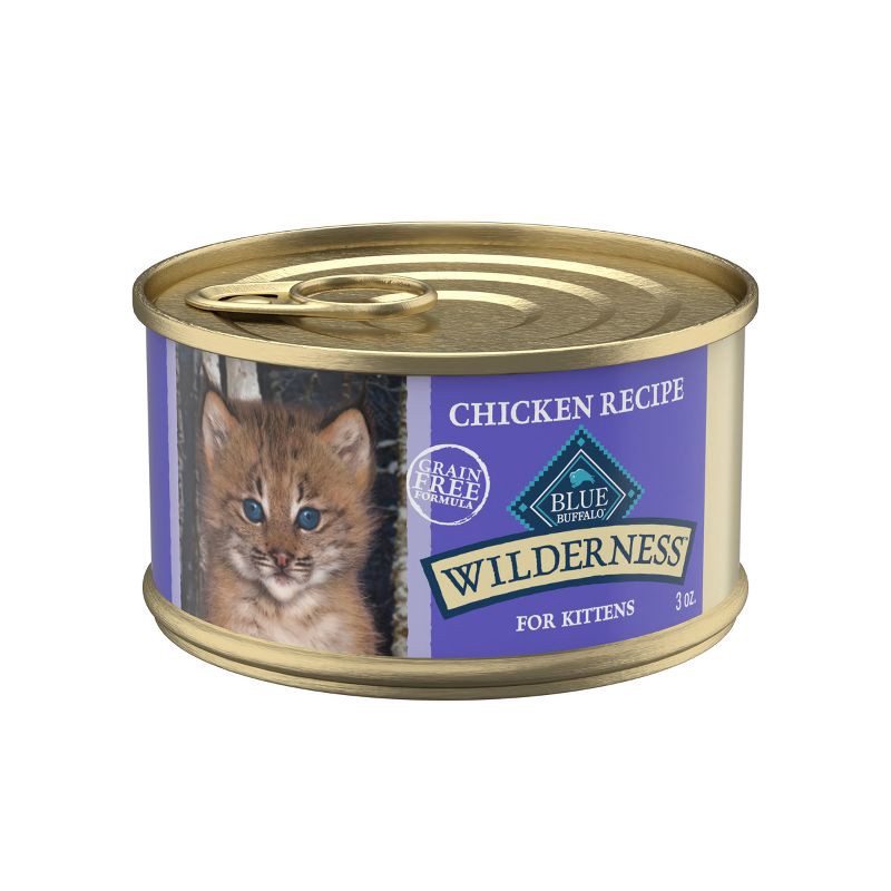 slide 1 of 9, Blue Buffalo Wilderness High Protein Grain Free Natural Kitten Pate Wet Cat Food with Chicken Recipe - 3oz, 3 oz