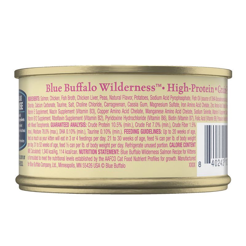 slide 2 of 10, Blue Buffalo Wilderness High Protein Grain Free Natural Kitten Pate Wet Cat Food with Salmon Recipe - 3oz, 3 oz