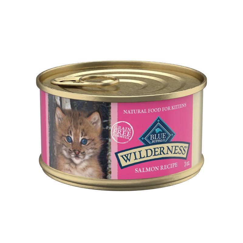 slide 1 of 10, Blue Buffalo Wilderness High Protein Grain Free Natural Kitten Pate Wet Cat Food with Salmon Recipe - 3oz, 3 oz