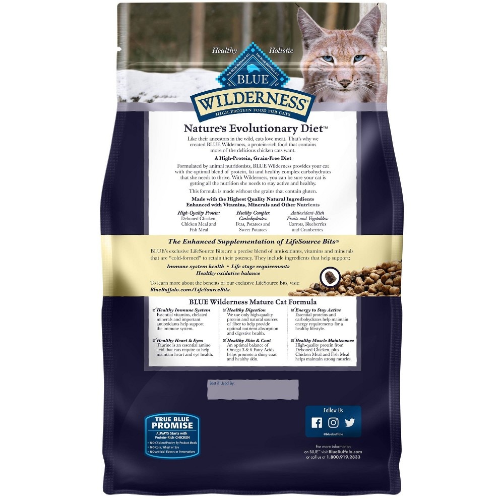 slide 6 of 6, Blue Buffalo Wilderness Grain Free with Chicken Mature Premium Senior Dry Cat Food, 4 lb