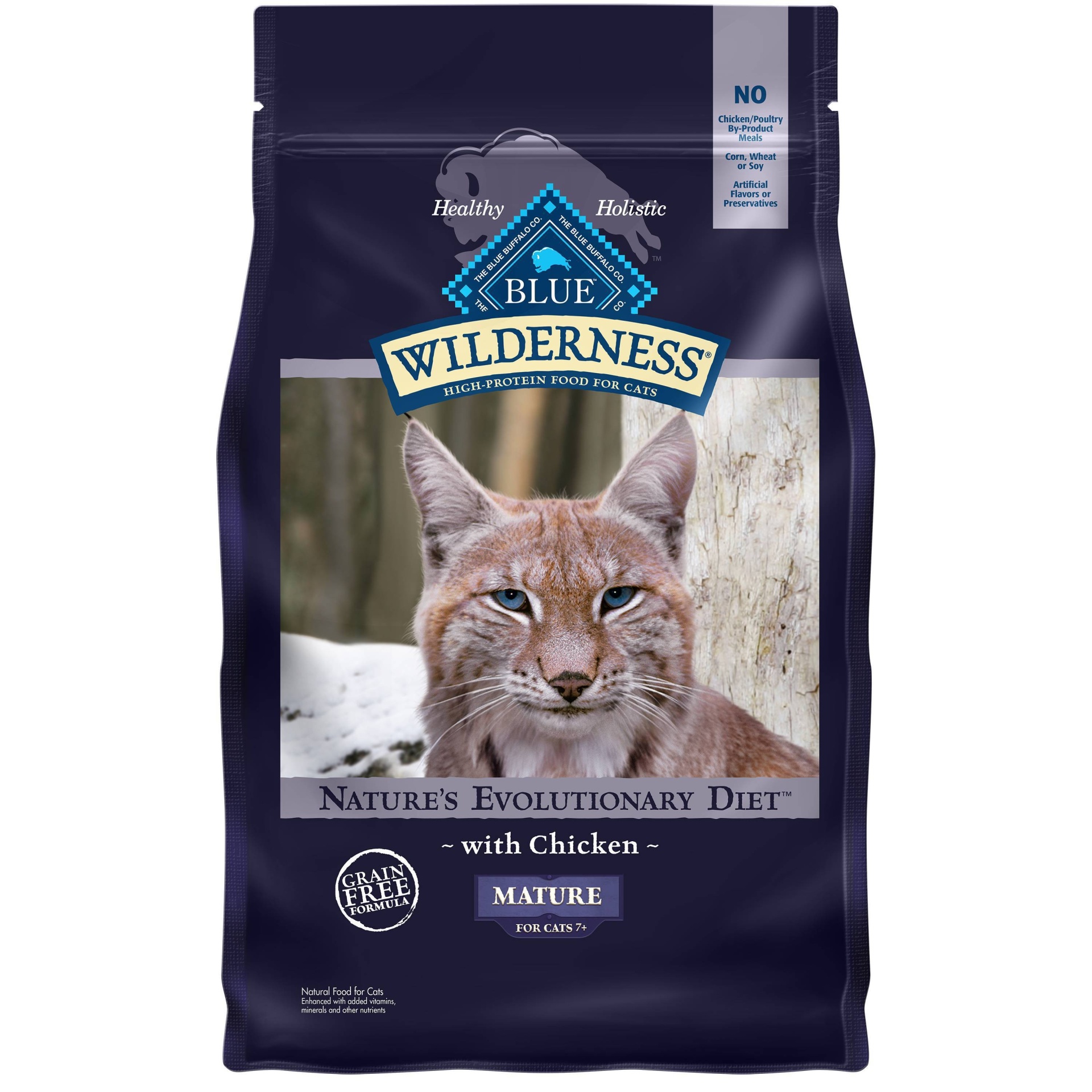 slide 1 of 6, Blue Buffalo Wilderness Grain Free with Chicken Mature Premium Senior Dry Cat Food, 4 lb