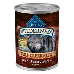 Blue Buffalo Wilderness Wolf Creek Stew High Protein Natural Wet Dog Food with Hearty Beef Stew in Gravy - 12.5oz