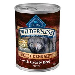 Blue Buffalo Wilderness Wolf Creek Stew High Protein Natural Wet Dog Food with Hearty Beef Stew in Gravy - 12.5oz