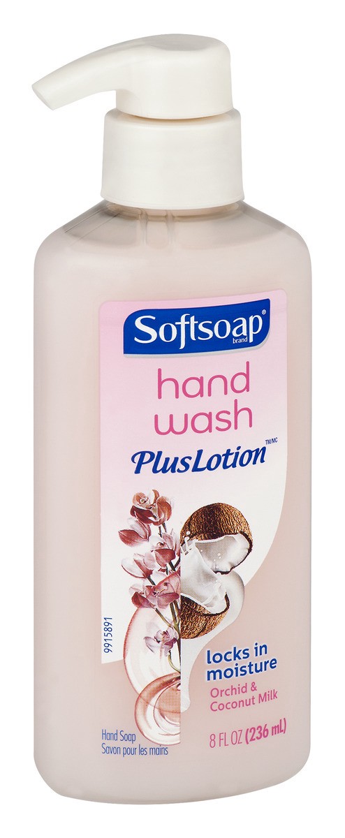 slide 3 of 9, Softsoap Orchid And Coconut Milk Hand Wash Plus Lotion Pump, 8 fl oz