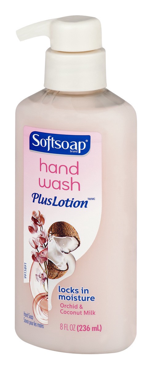 slide 2 of 9, Softsoap Orchid And Coconut Milk Hand Wash Plus Lotion Pump, 8 fl oz