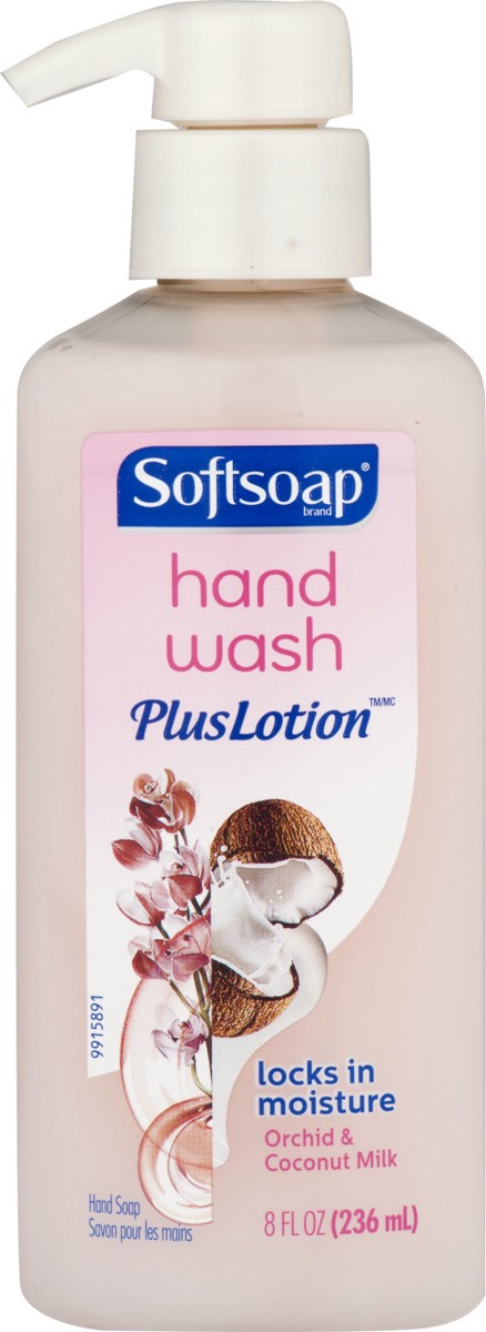 slide 6 of 9, Softsoap Orchid And Coconut Milk Hand Wash Plus Lotion Pump, 8 fl oz