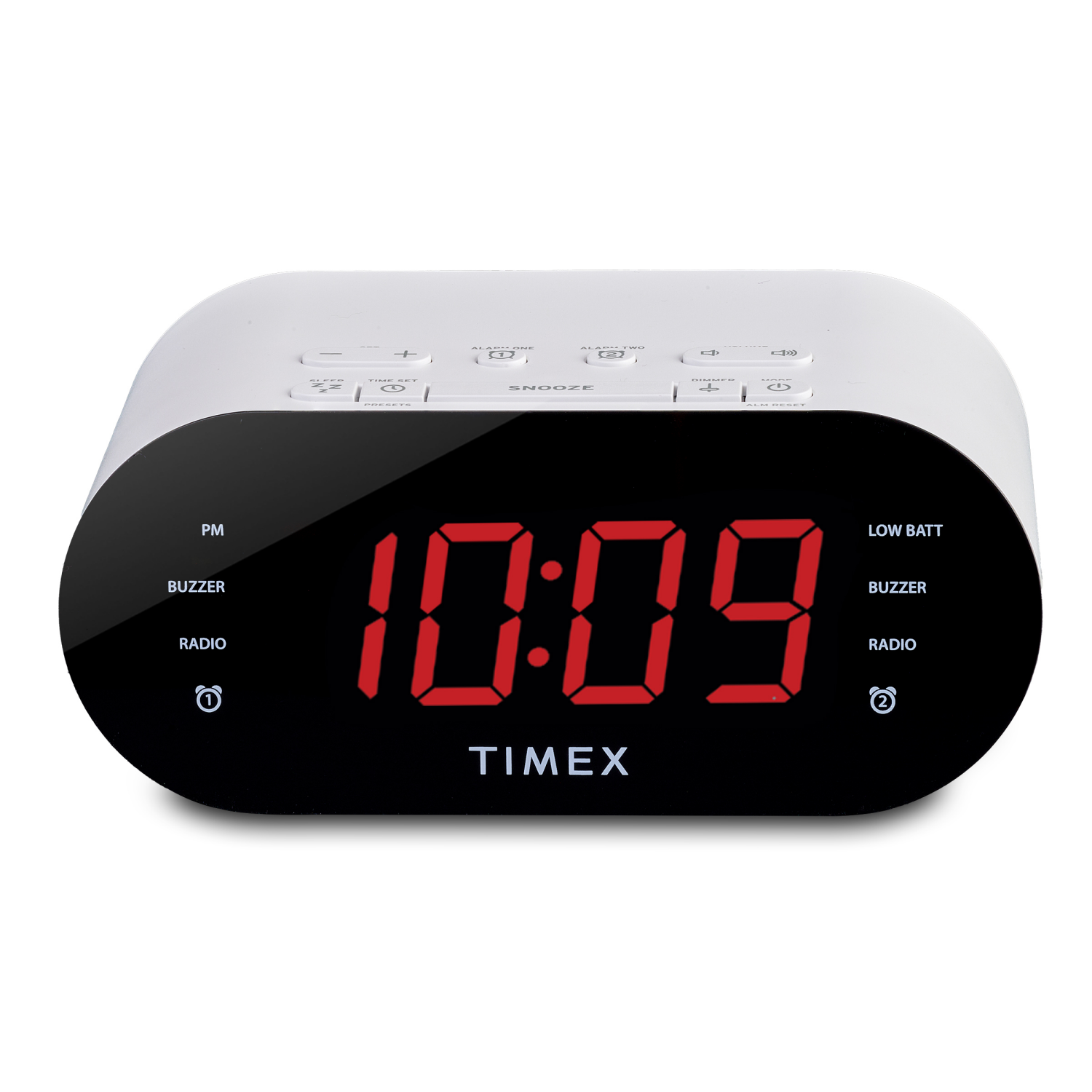 slide 1 of 1, Timex AM/FM Dual Alarm Clock Radio White, 1 ct