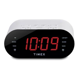 Timex AM/FM Dual Alarm Clock Radio White