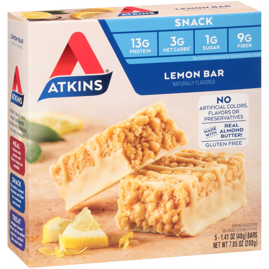 slide 2 of 8, Atkins Snack Bars - Lemon, 5 ct