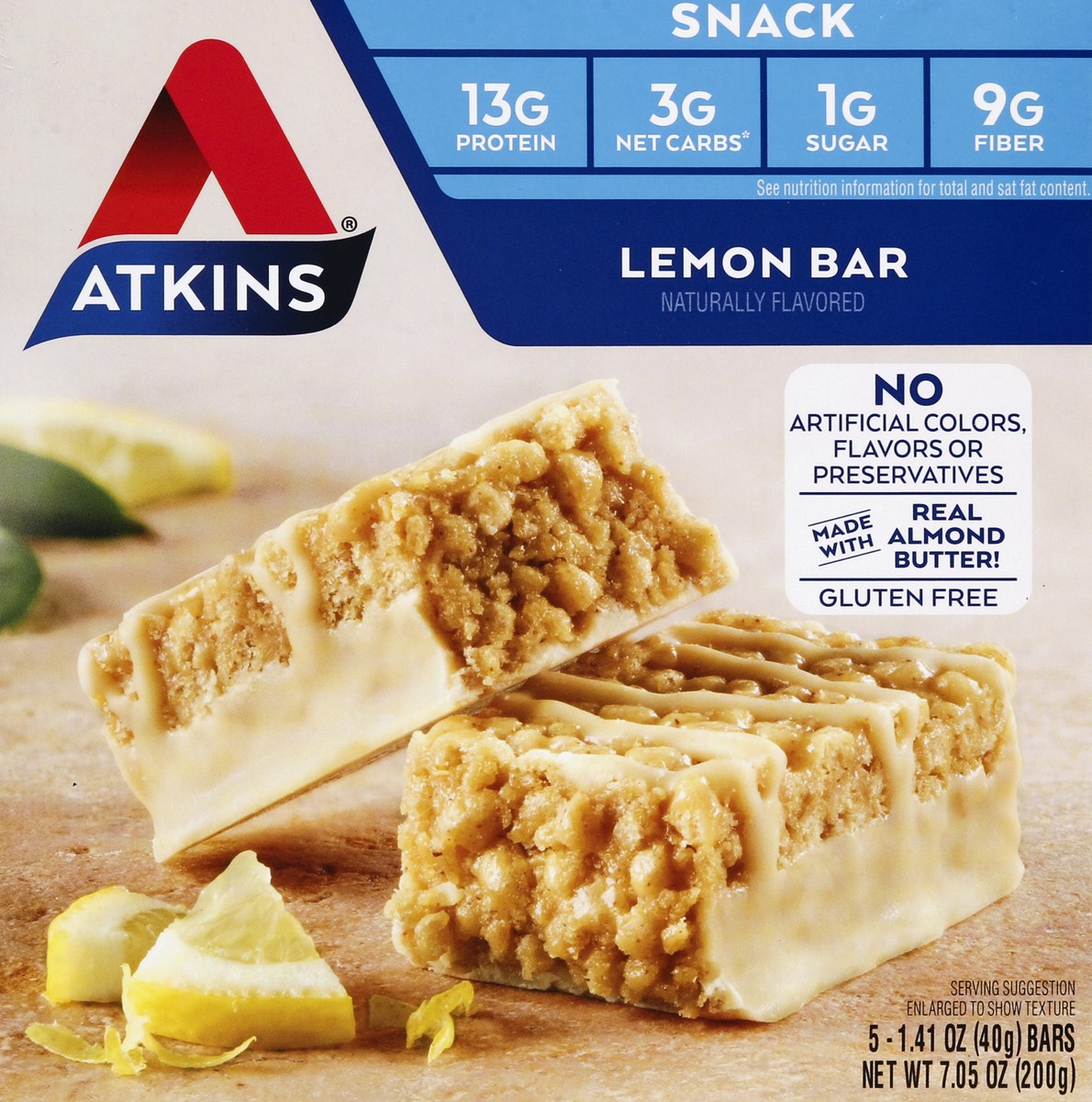 slide 4 of 11, Atkins Lemon Bar, 5 ct; 1.41 oz