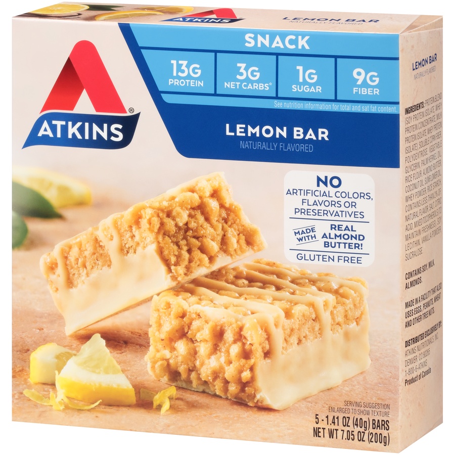 slide 3 of 8, Atkins Snack Bars - Lemon, 5 ct