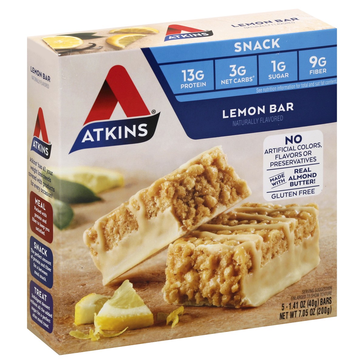 slide 8 of 11, Atkins Lemon Bar, 5 ct; 1.41 oz