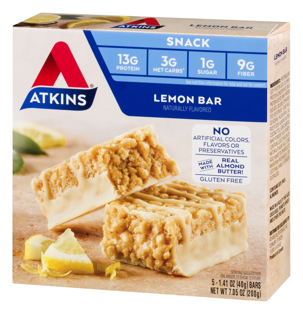 slide 9 of 11, Atkins Lemon Bar, 5 ct; 1.41 oz