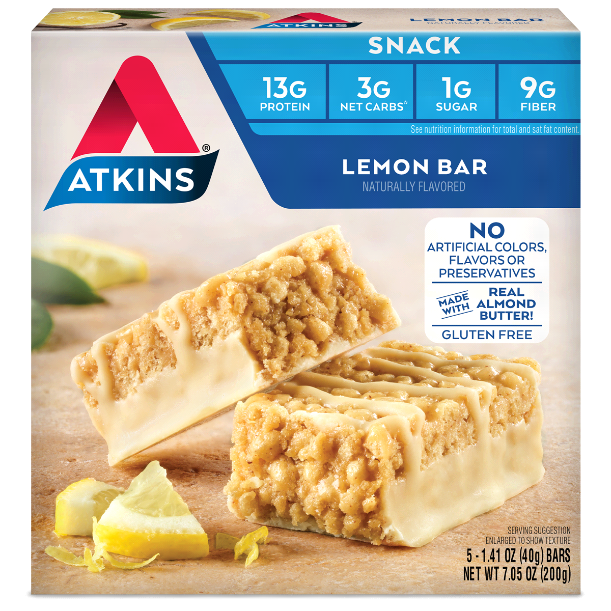 slide 1 of 8, Atkins Snack Bars - Lemon, 5 ct