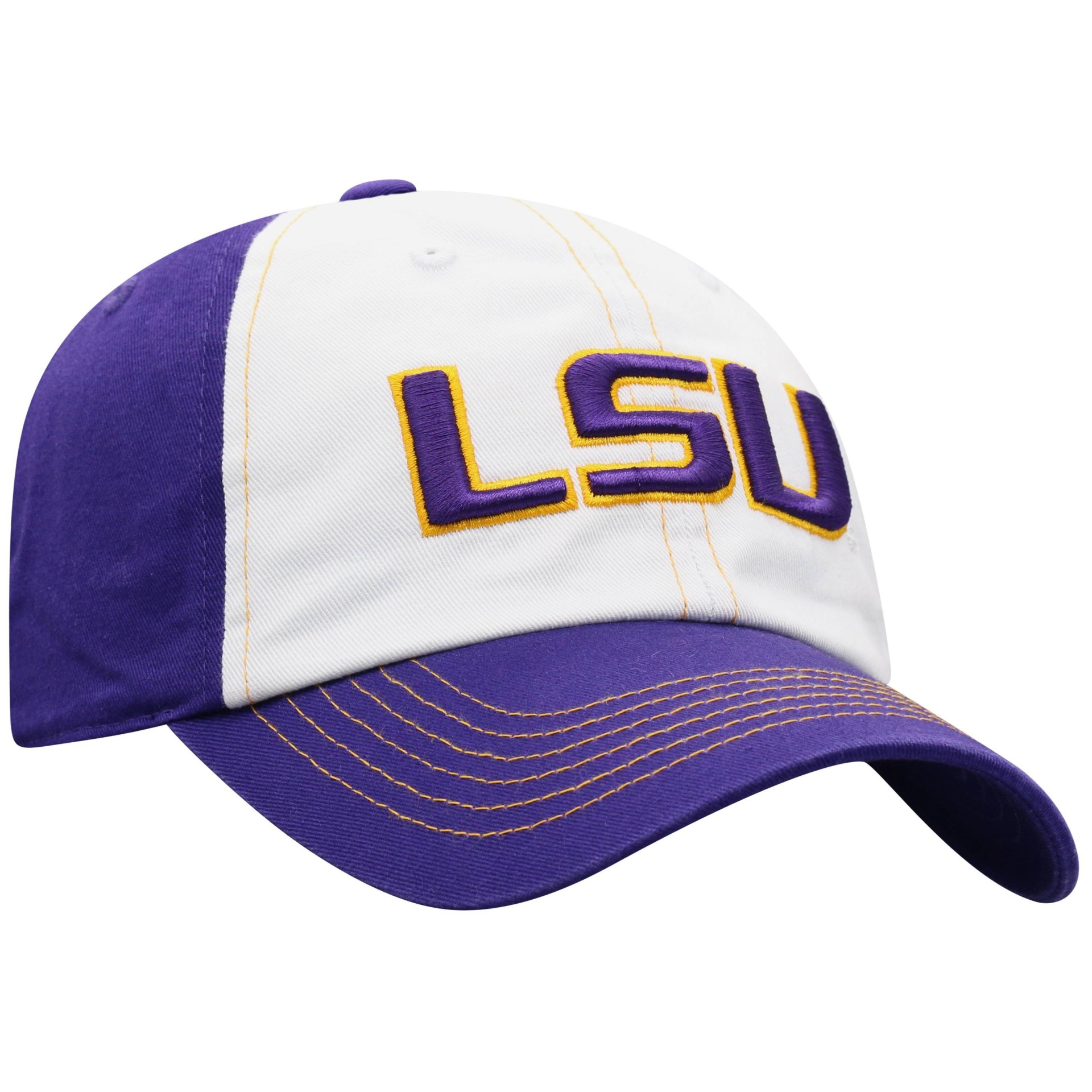 slide 1 of 1, NCAA LSU Tigers Men's White Washed Cotton Relaxed Fit Hat, 1 ct