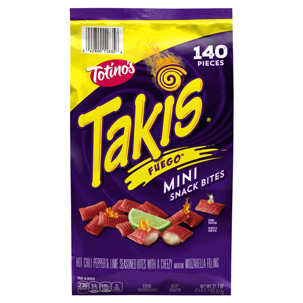 slide 1 of 1, Totino's Takis Fuego Snack Bites, Chili Lime, 140 Bites, 32.7 oz