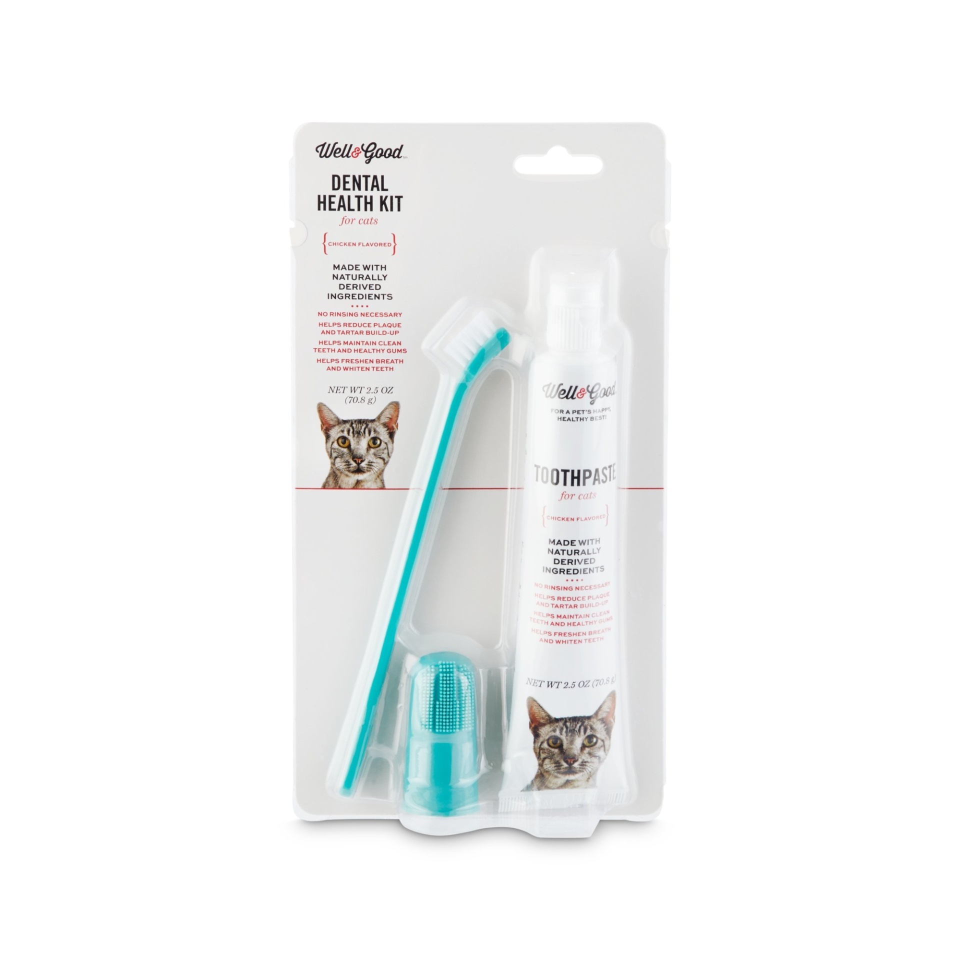 slide 1 of 1, Well & Good Cat Dental Health Kit with Chicken Flavored Toothpaste, 2.5 oz