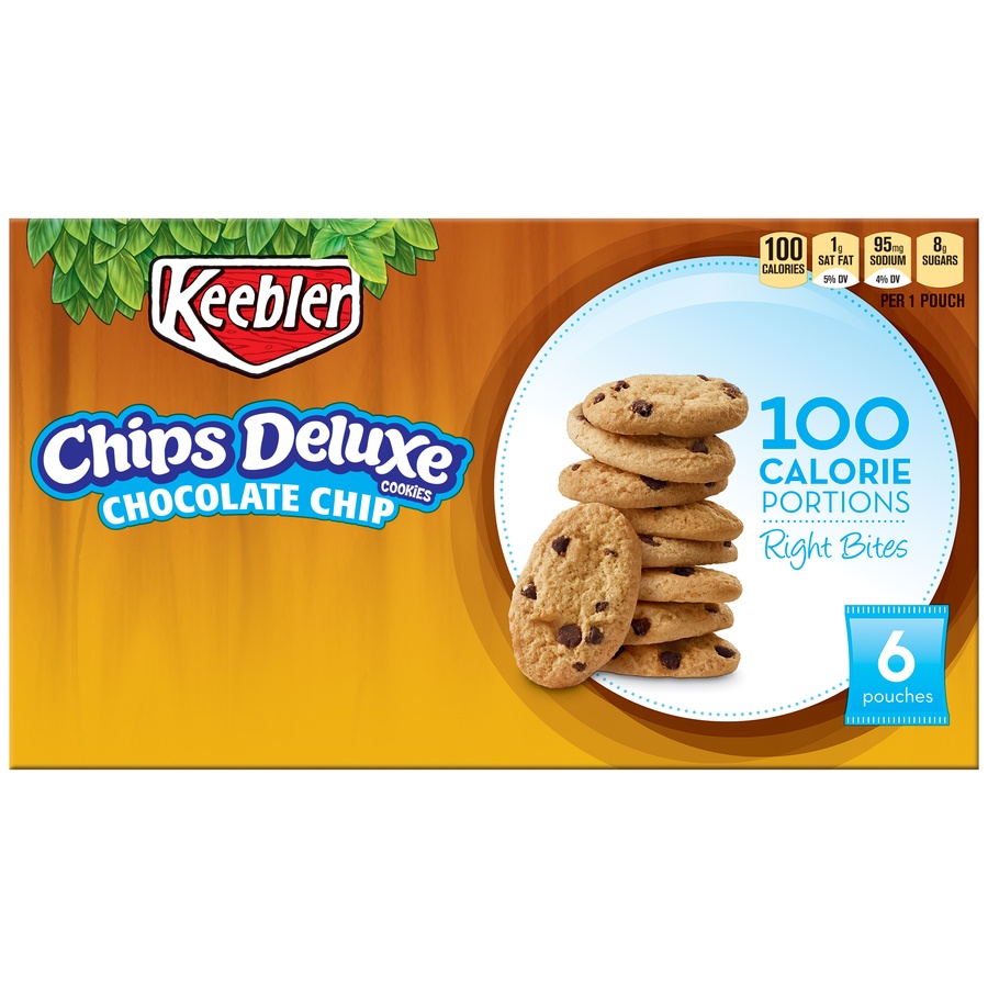 slide 1 of 1, Keebler 100 Calorie Right Bites Chips Deluxe Chocolate Chip Cookies, 6 ct; 0.74 oz