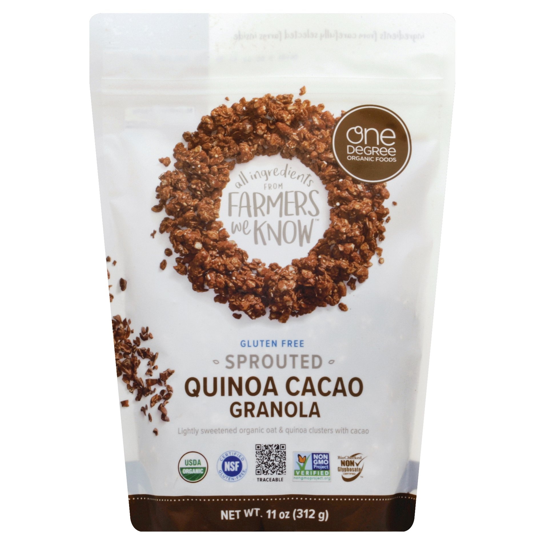 slide 1 of 2, One Degree Organic Foods Sprouted Oat Granola Quinoa Cacao, 11 oz