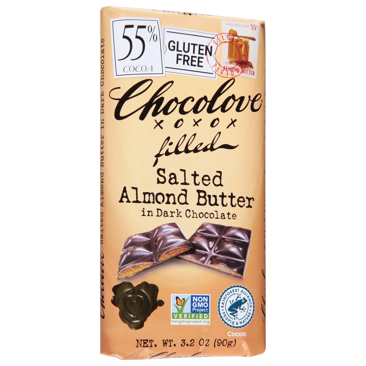 slide 8 of 9, Chocolove Salted Almond Butter In Dark Chocolate Bar, 3.2 oz